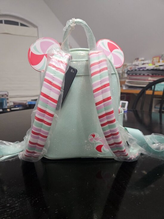 Disney Lougefly Minnie Mouse Peppermint Ornament Backpack NWT